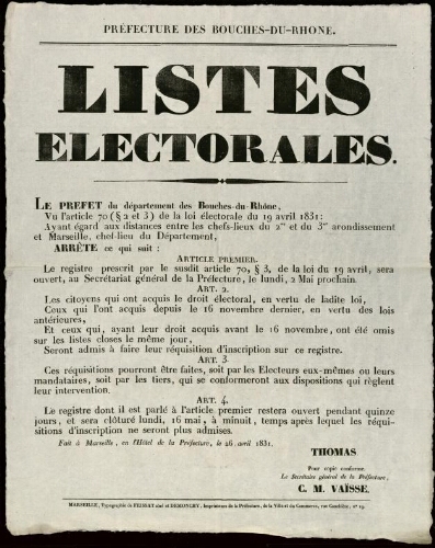 Listes électorales / Préfecture des Bouches-du-Rhône
