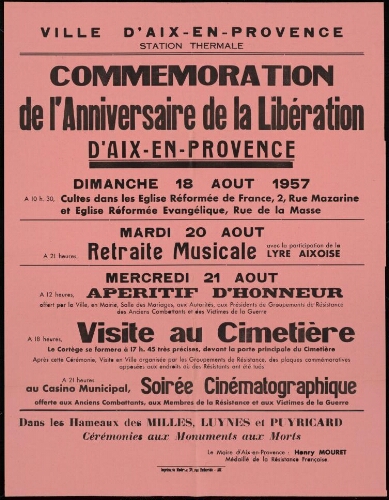 Commémoration de l'anniversaire de la Libération d'Aix-en-Provence / Mairie d'Aix