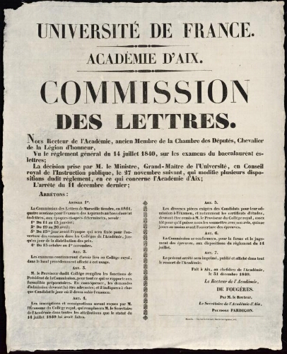 Commission des lettres