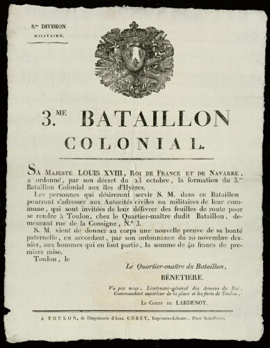 3me bataillon colonial / 8e division militaire