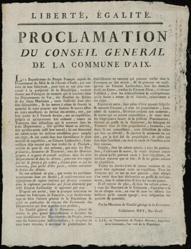 Proclamation du conseil général de la Commune d'Aix
