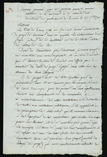 Discours prononcé par M. Pascalis avocat, ancien assesseur, à l'audience de la chambre des vacations du parlement de Provence le 27 septembre 1790
