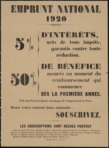 Emprunt national 1920 / [Ministère des finances] (bis)