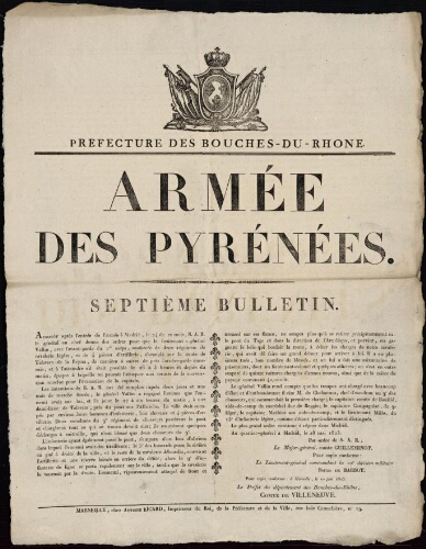Armée des Pyrénées. Septième bulletin / Préfecture des Bouches-du-Rhône