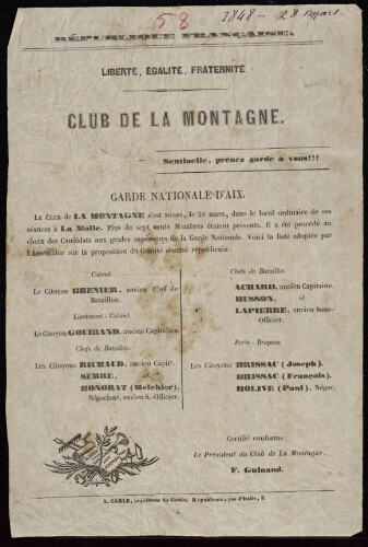 République française... Le Club de la montagne s’est réuni le 28 mars...