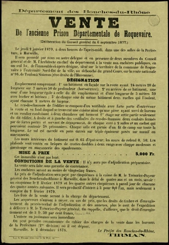 Vente de l’ancienne prison départementale de Roquevaire / Préfecture des Bouches-du-Rhône