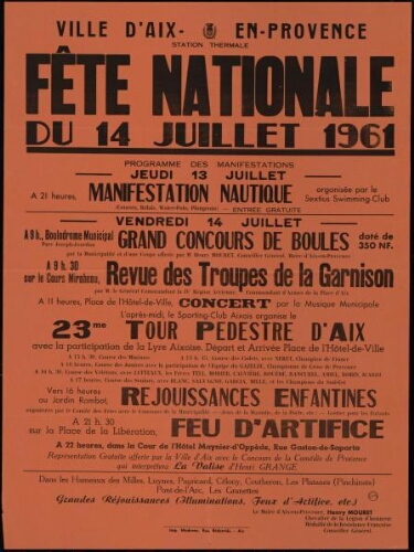 Fête nationale du 14 juillet 1961 / Mairie d'Aix