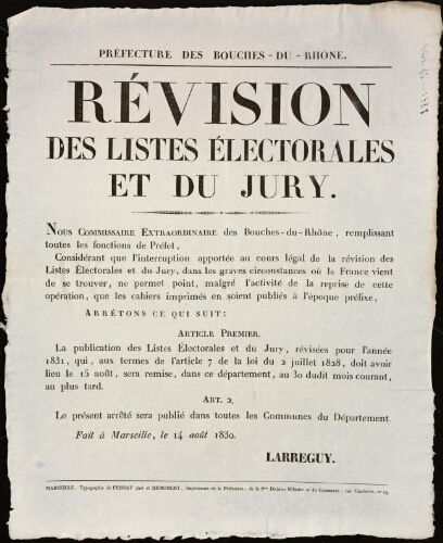 Révision des listes électorales et du jury / Préfecture des Bouches-du-Rhône