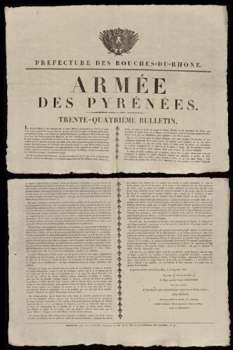 Armée des Pyrénées. Trente-quatrième bulletin / Préfecture des Bouches-du-Rhône