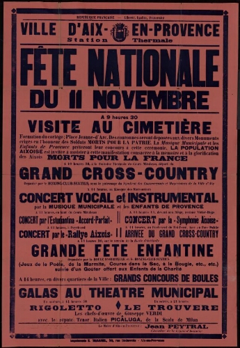 [Fête nationale du 11 Novembre 1935] / Mairie d'Aix