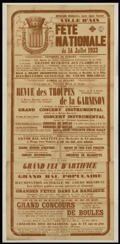 Fête nationale du 14 juillet 1923. / Mairie d'Aix