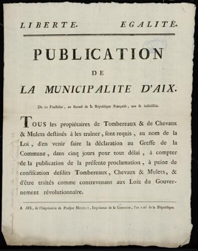 Publication de la municipalité d'Aix