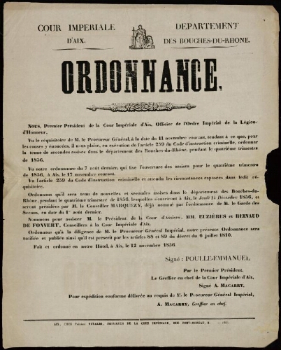 Ordonnance  / Cour impériale d'Aix