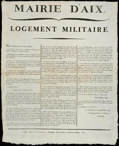 Logement militaire / Mairie d'Aix