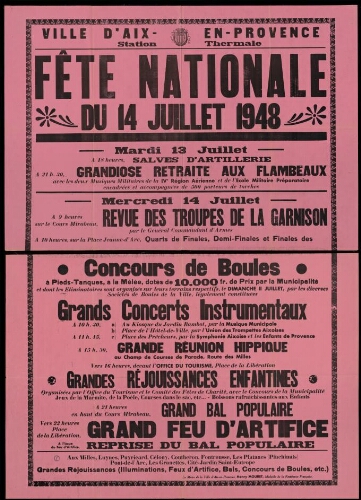 Fête nationale du 14 juillet 1948 / Mairie d'Aix