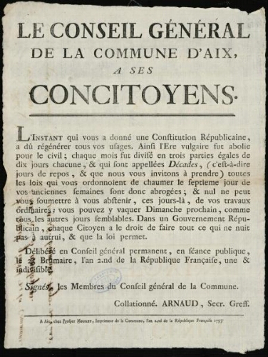La conseil général de la commune d’Aix a ses concitoyens. L’instant qui vous a donné une constitution républicaine...