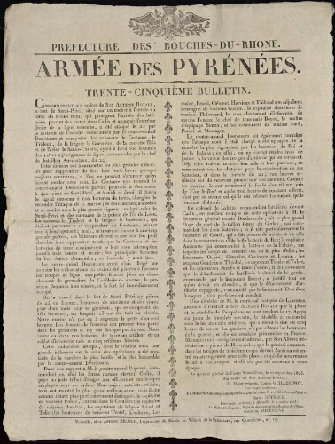 Armée des Pyrénées. Trente-cinquième bulletin / Préfecture des Bouches-du-Rhône