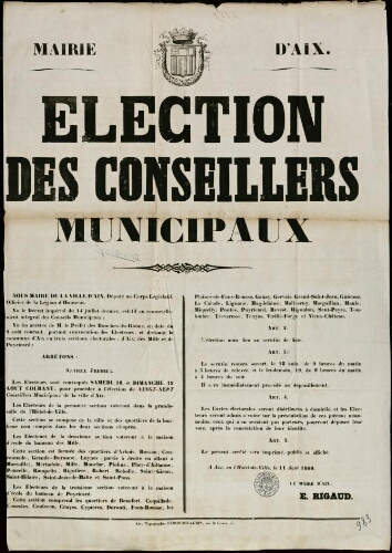 Election des conseillers municipaux / Mairie d'Aix