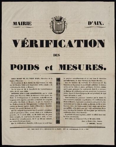 Vérification des poids et mesures   / Mairie d'Aix